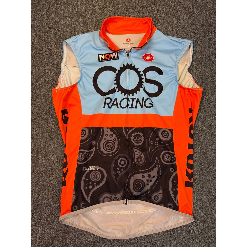 Castelli COS Racing Cycling Vest Gore Windstopper Mens Large Blue Orange Paisley